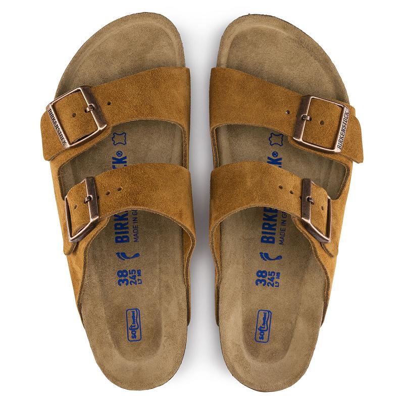 Birkenstock Soft Footbed Ruskind Arizona Dame Brune | DK 75HAP